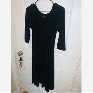 Long sleeve midi length black dress